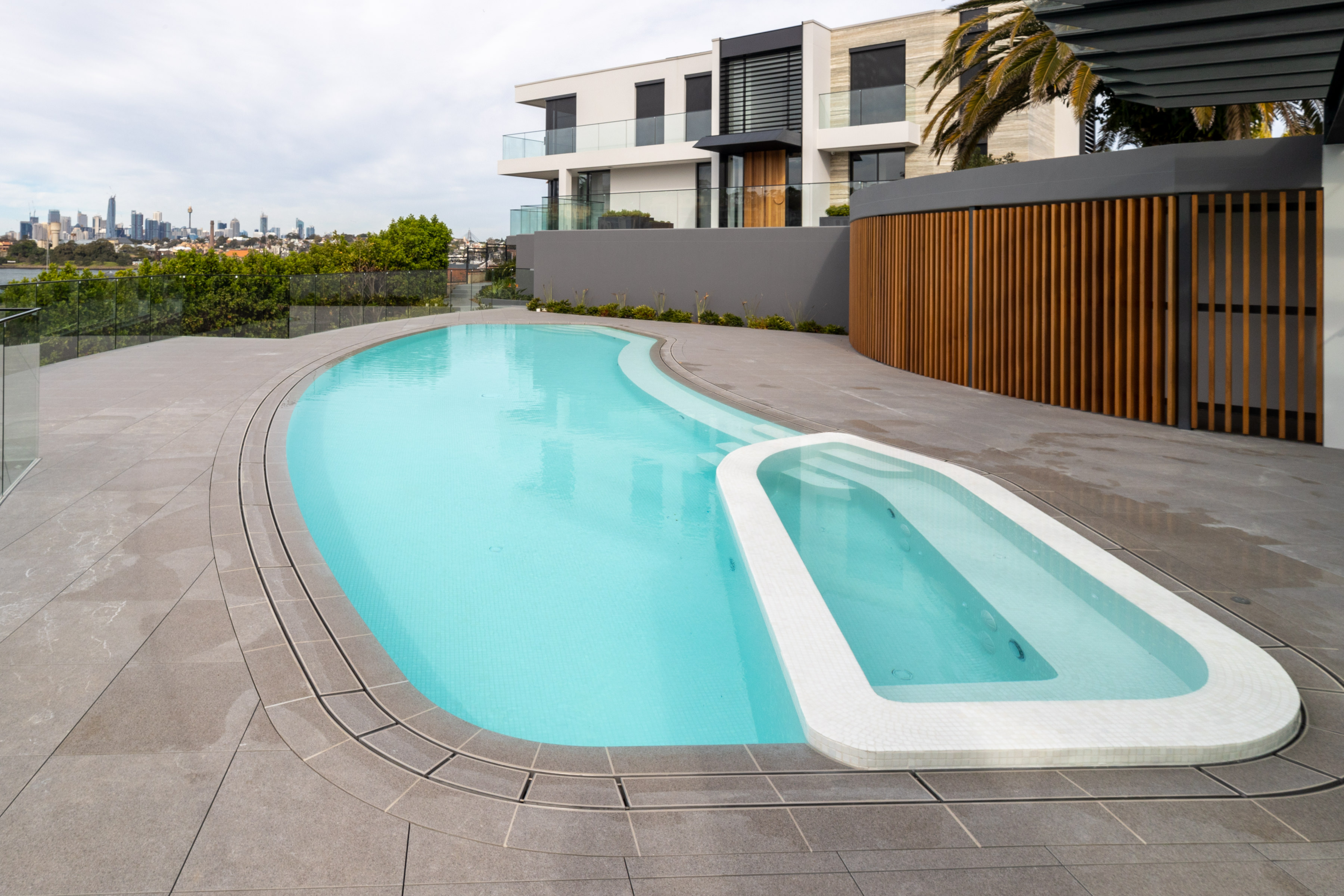 Rooftop apartment pool overlooking Sydney CBD