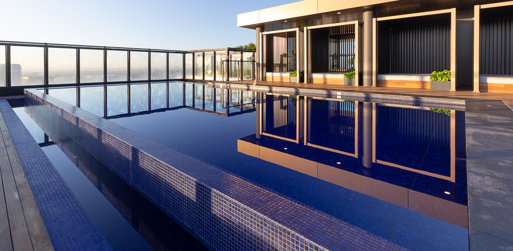 Rooftop commercial concrete pool, Sydney